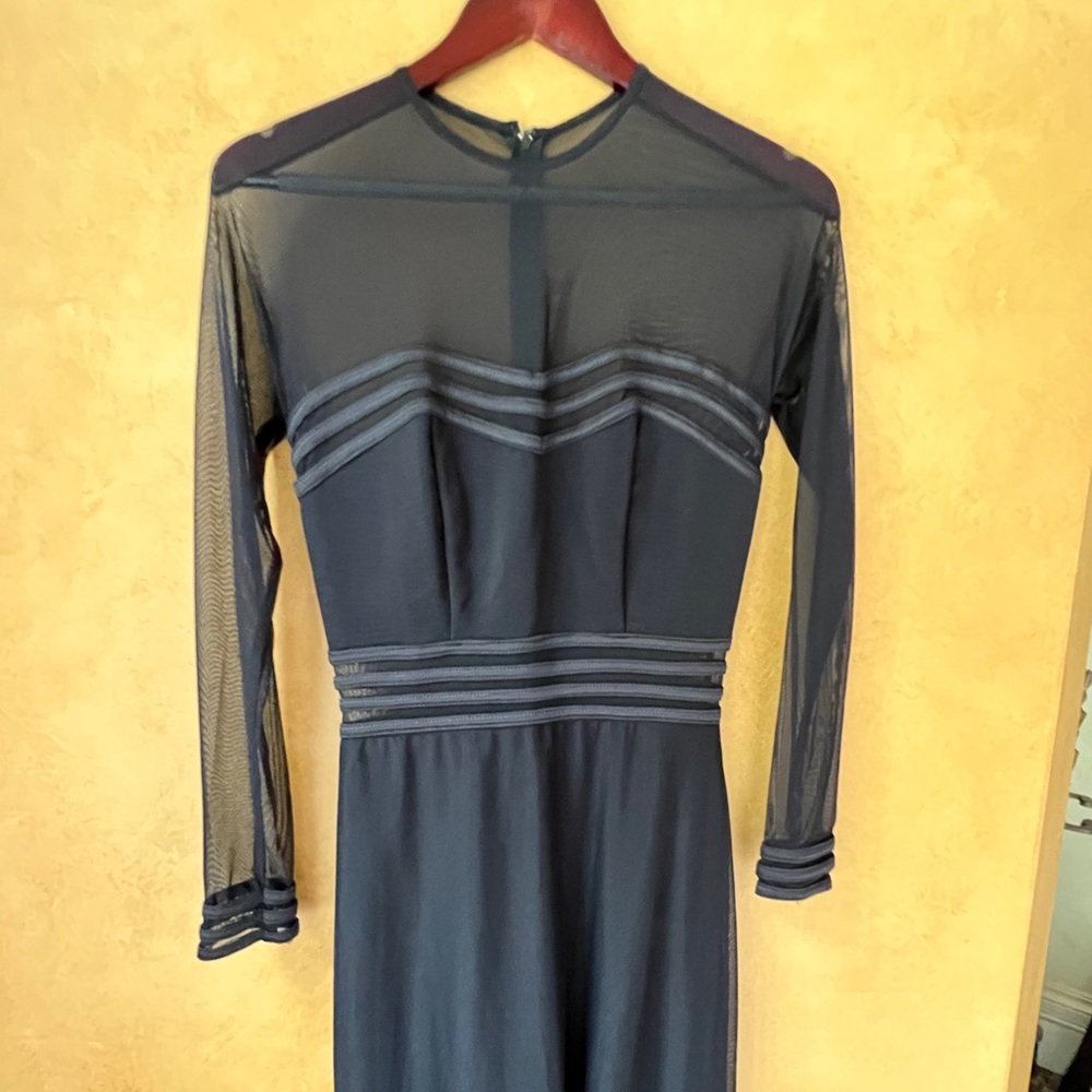 Tadashi Vintage Black Mesh Evening Dress